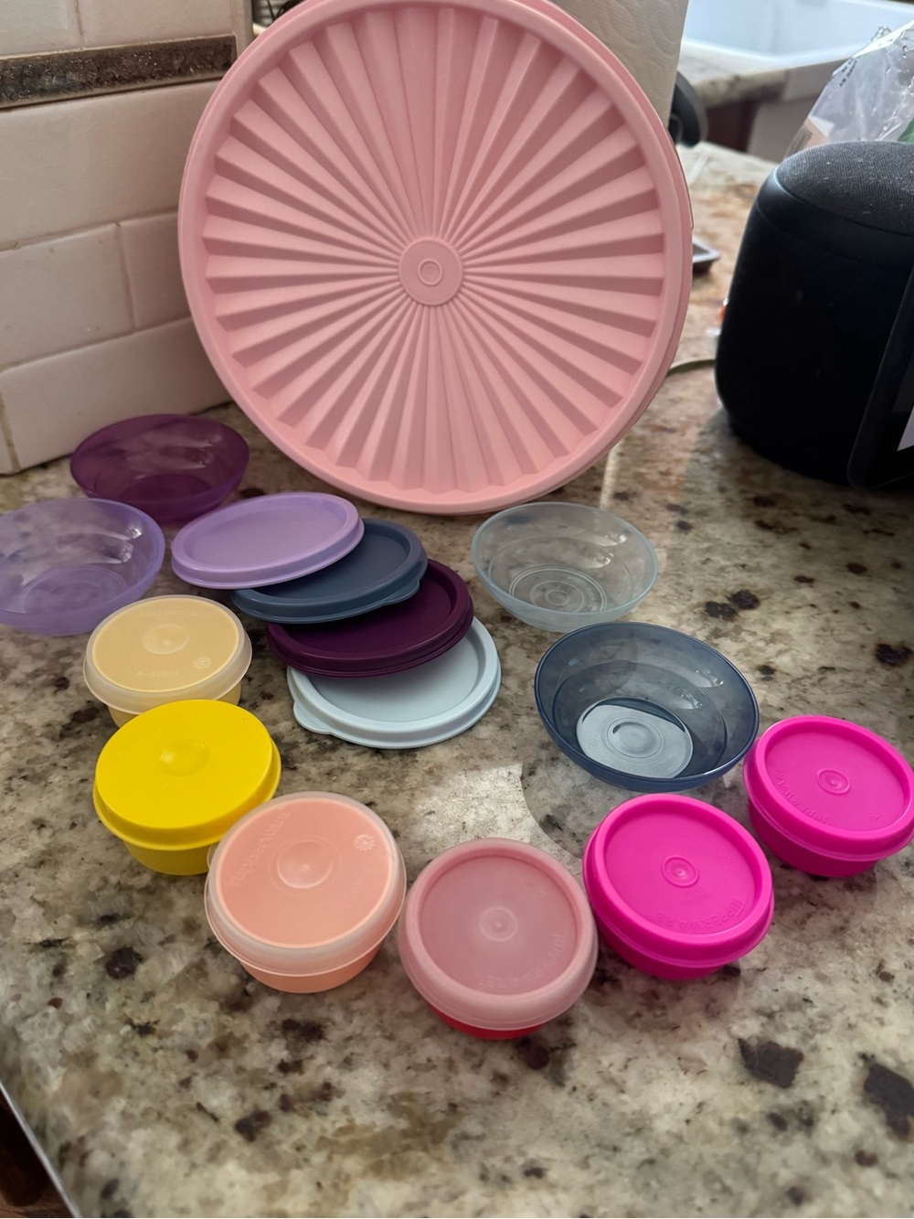 Tupperware smidgets, Small Containers and Pink cookie canister